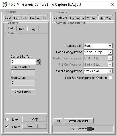 (XCAP Control Panel for the Generic Camera Link)