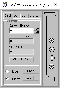 (XCAP Control Panel for the Generic CCIR (Square Pixels))