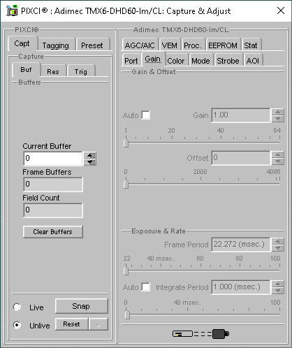 (XCAP Control Panel for the Adimec TMX6-DHD60-Im/CL)