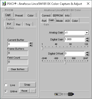 (XCAP Control Panel for the Anafocus Lince5M181 EK Color)
