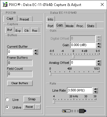 (XCAP Control Panel for the Dalsa EC-11-01k40)