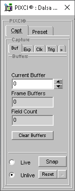 (XCAP Control Panel for the Dalsa SP-11-05H40)