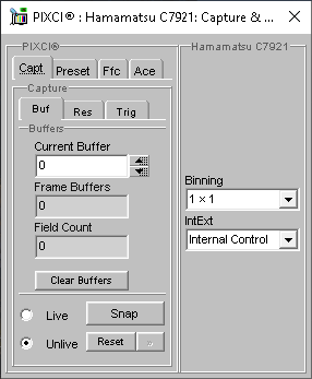 (XCAP Control Panel for the Hamamatsu C7921)
