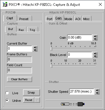 (XCAP Control Panel for the Hitachi KP-F80SCL)