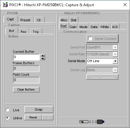 (XCAP Control Panel for the Hitachi KP-FMD500WCL(8 Bit Mode))