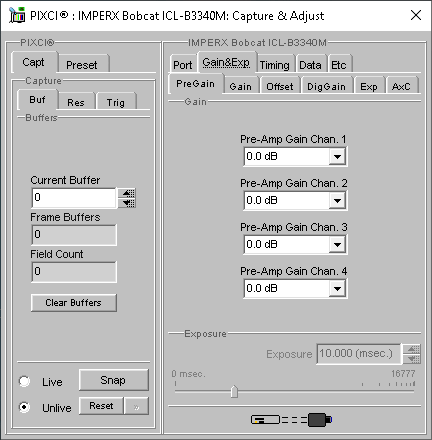 (XCAP Control Panel for the IMPERX Bobcat ICL-B3340M)