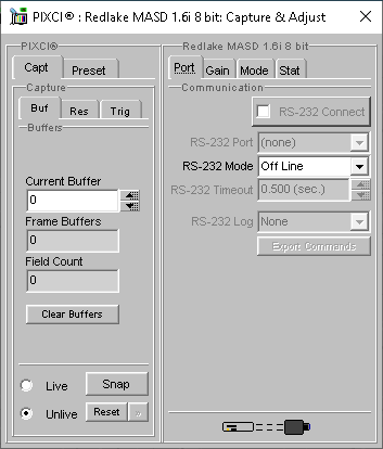 (XCAP Control Panel for the Redlake MASD 1.6i 8 bit)