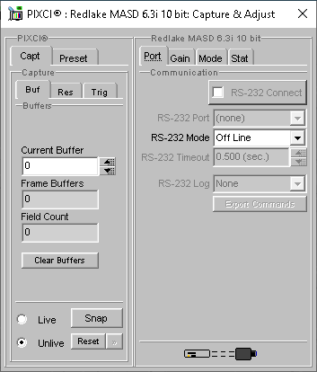 (XCAP Control Panel for the Redlake MASD 6.3i 10 bit)
